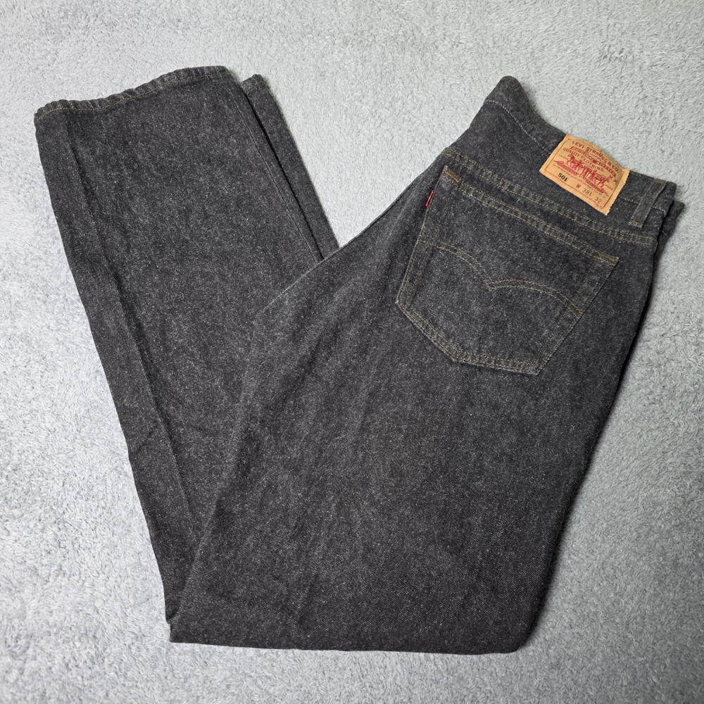 Levis Mens 38x32 501 Original Fit Jeans Dark Grey Vintage 90s Made USA 501-0658